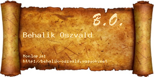 Behalik Oszvald névjegykártya